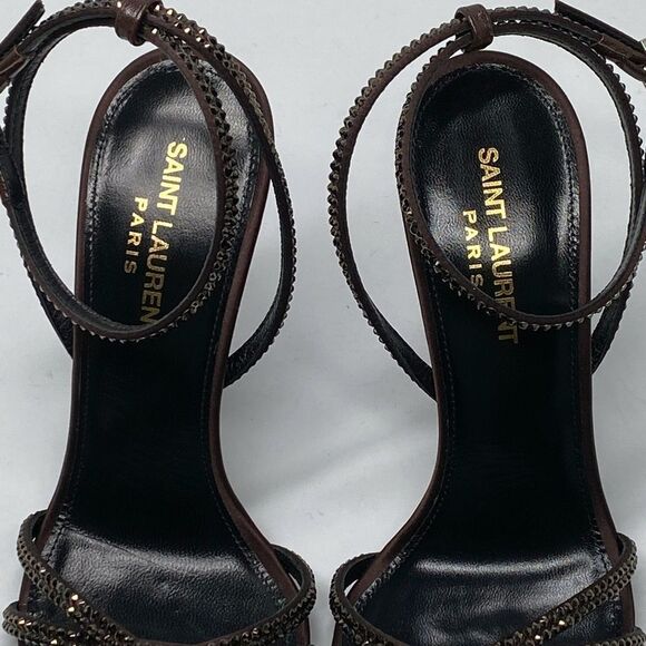 Saint Laurent Ava Sandals in Crepe Satin with Rhinestones size 38 - Picture 12 of 16